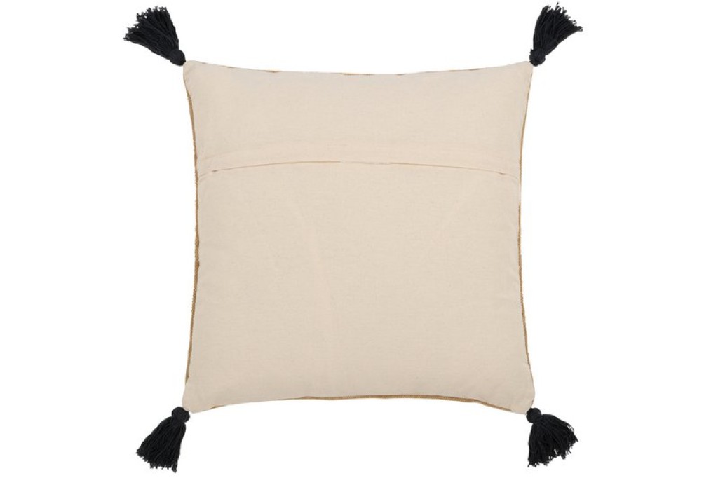 J-Line cushion Triangles + Tassels - cotton - natural/black