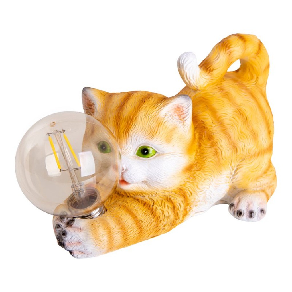 LED solar outdoor lamp "Cat" 25 cm long-outside decoration made of brown plastic with integrated LEDs