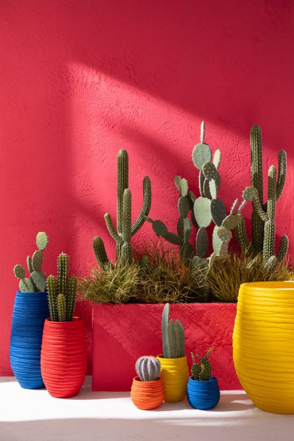J-Line Cactus+Pot Plastic Groen/Melamine Wit Xl