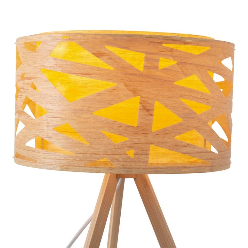 Table lamp "Finja" made of natural-colored plastic/Holzimitation, with E27 version Lighting for living room, dining room or office, 55 cm high