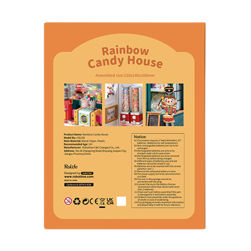 DIY House Rainbow Candy House, Robotime, DG158, 22x14x16.8cm