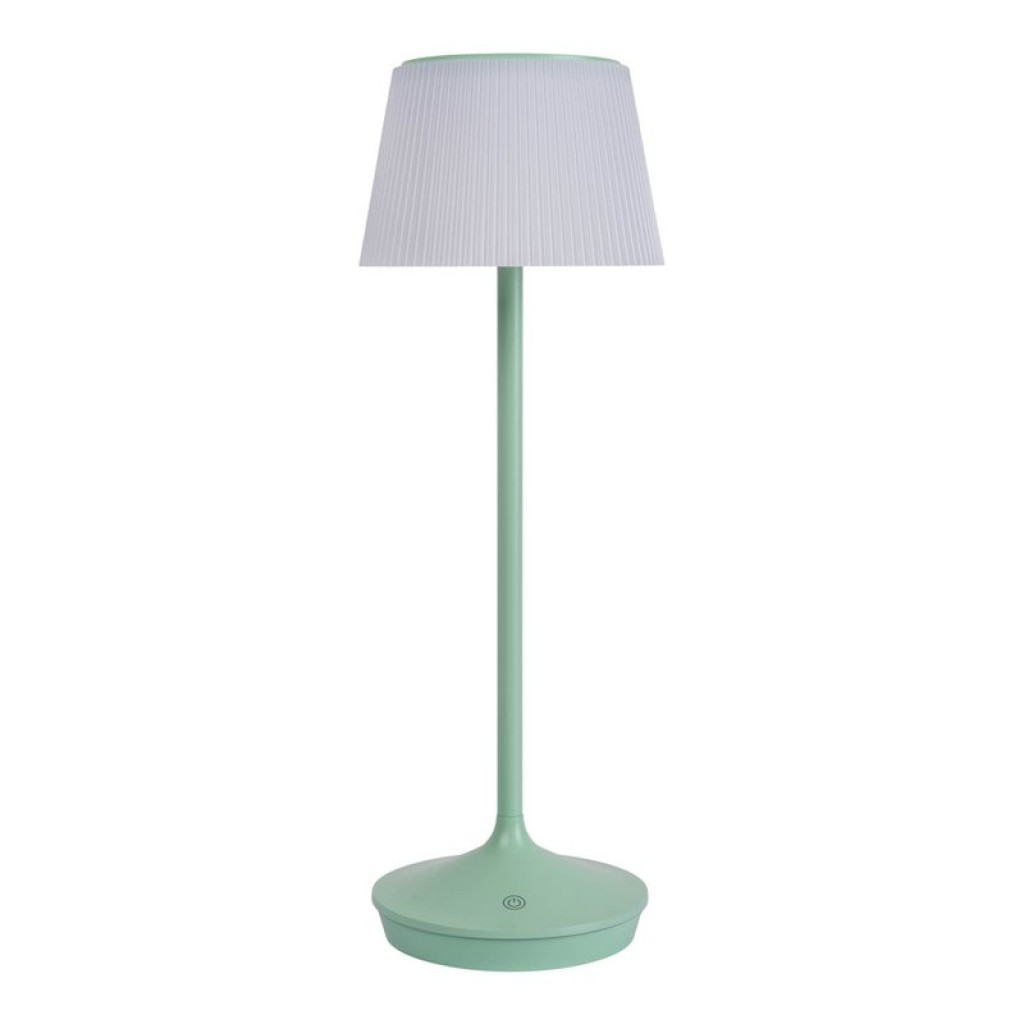 Solar battery lamp "Emmi" 38 cm high, umbrella Ø 13 cm, metal in MINT and white plastic, for the outdoor area, dimmable CCT.