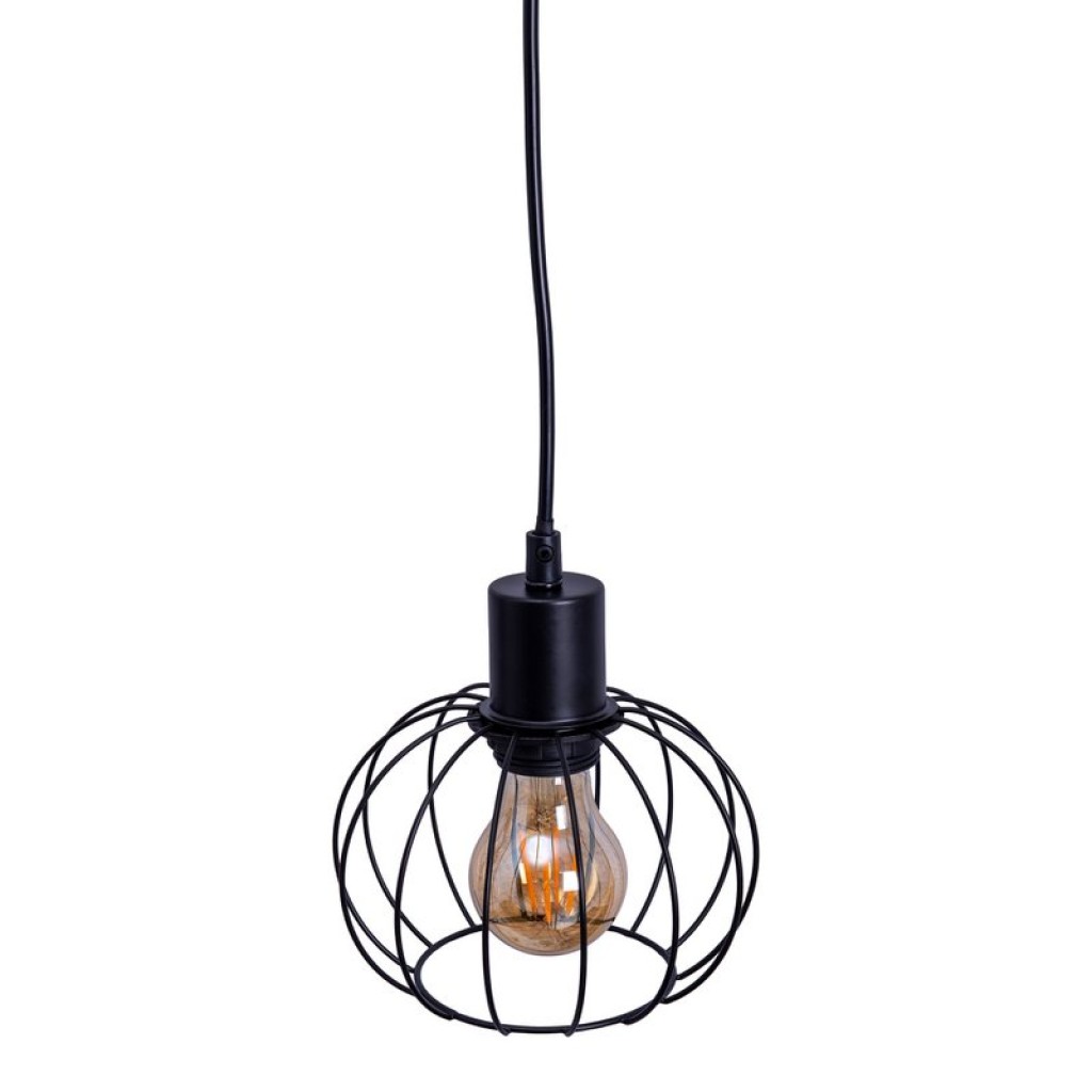4 pendant lamp "Woodland", hanging lamp, metal and wood in black, and natural E27 socket, for dining room, living room, hallway or office, 100 cm long