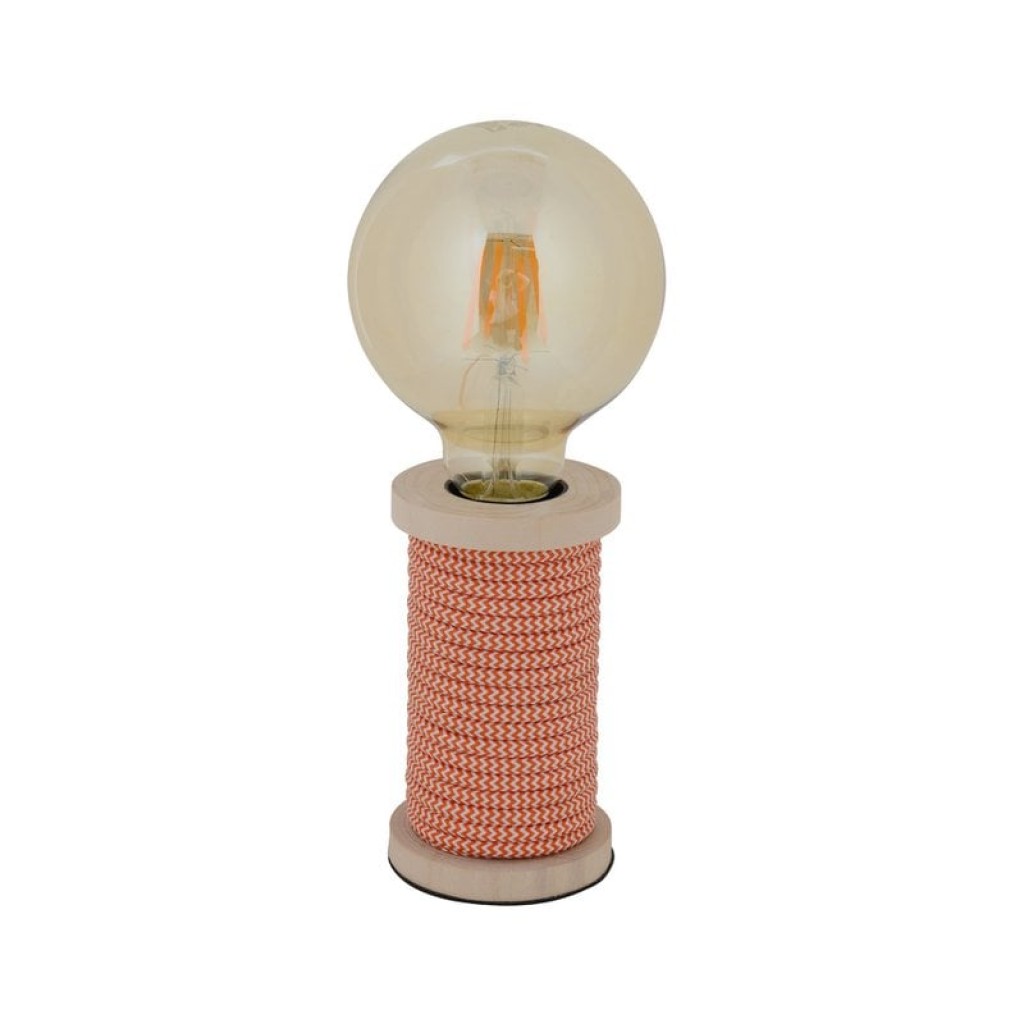 Table lamp max. 12cm high, decorative table lamp made of metal and plastic and textile material in orange-white, E27 version, table lamp for dining room, kitchen, children's room, hallway
