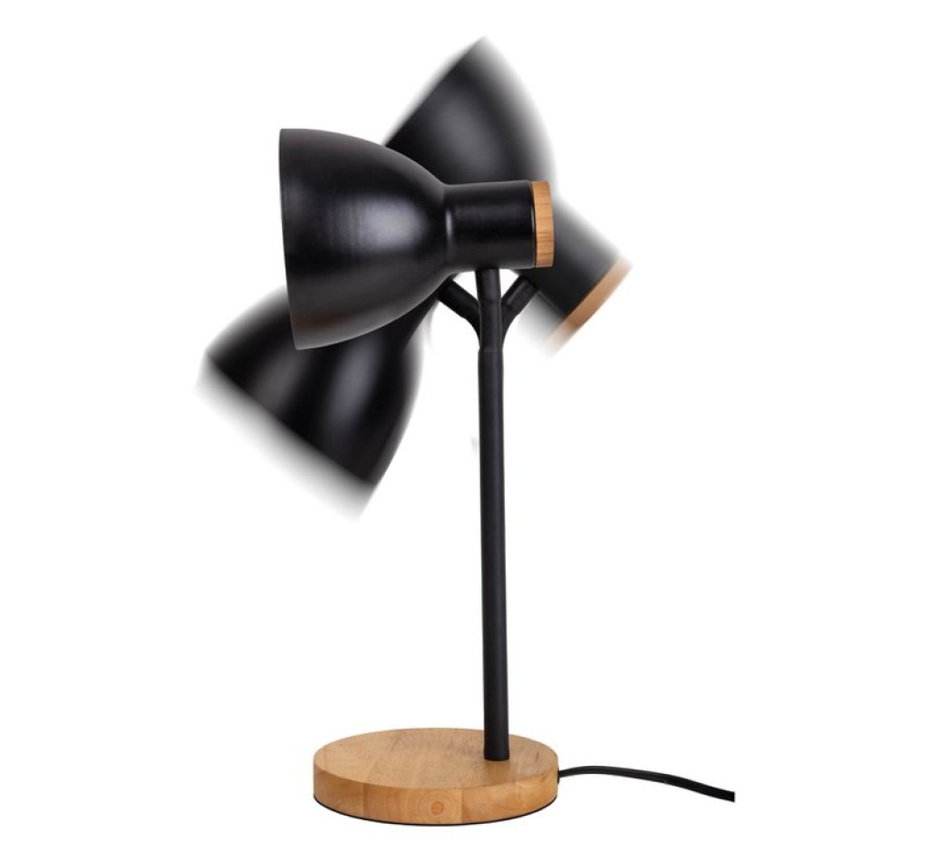 "Marie" desk lamp made of metal and wood, E14, black, 36.5 cm high