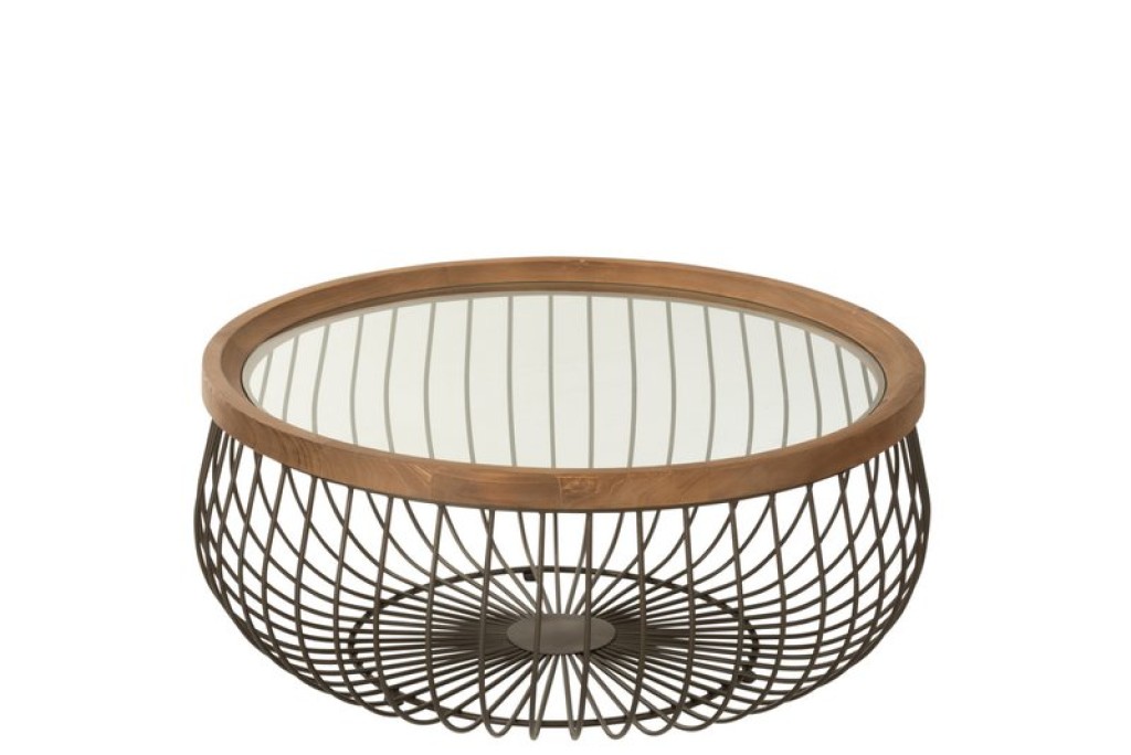 J-Line Set Of 2 Coffee Table Round Metal/Glass Black - 100 x 100 x 45 cm