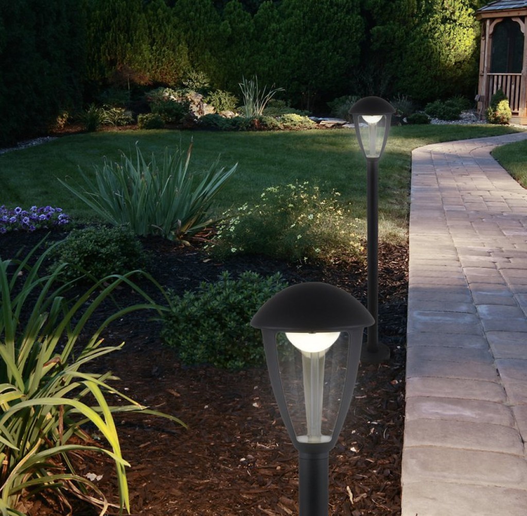 LED exterior base base "Clint", made of metal and plastic in black, with integrated LED, path lights