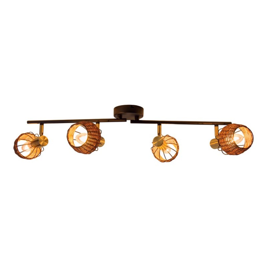 4 ceiling lamp "Corbis", metal spot in black, and gold, with E14 socket, for dining room, living room, hallway or office, ceiling lamp inside, 78 cm long