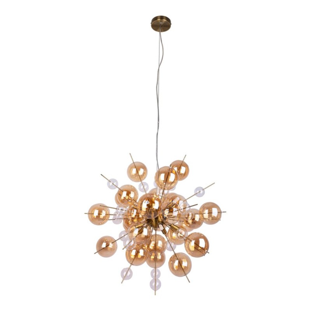 Pendelleuchte "EXPLOSION" amber aus Metall und Glas, G9 Fassungen, Hängelampe für Esszimmer, Wohnzimmer, Diele oder Büro, Hängelampe Øca. 65 cm