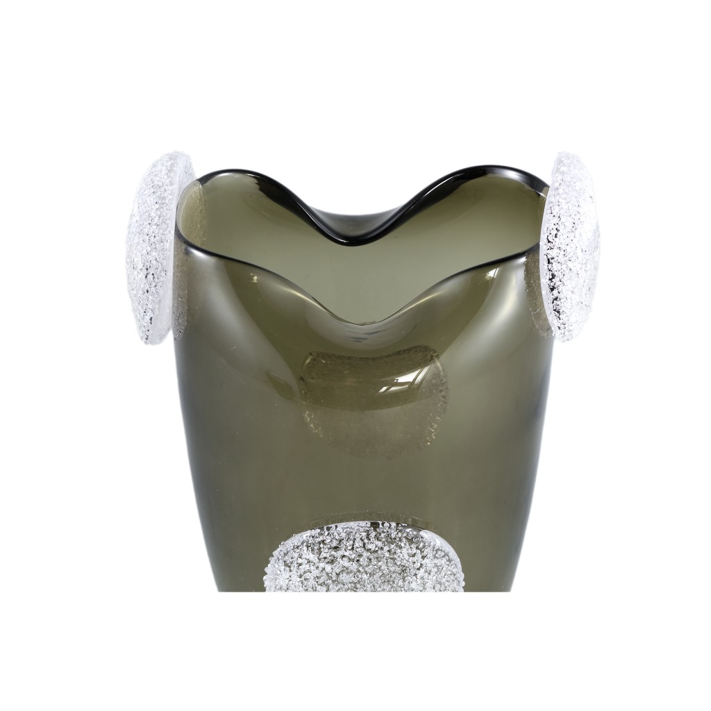 Giah Green Solid Glass Vase With Deco Rounds L