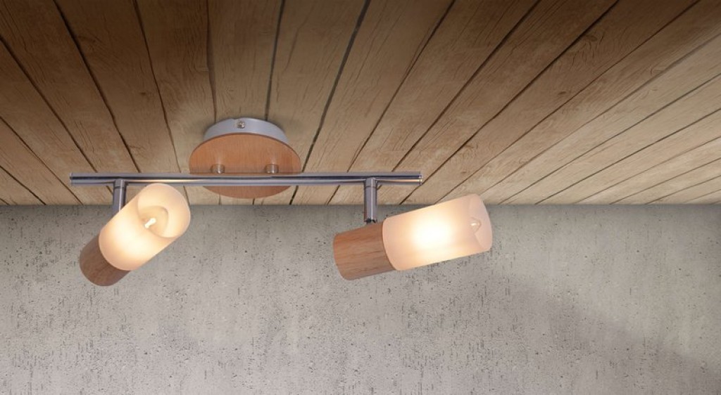 2 wall ceiling spot "Todtnau", metal, wood and plastic, E14, 39 cm long