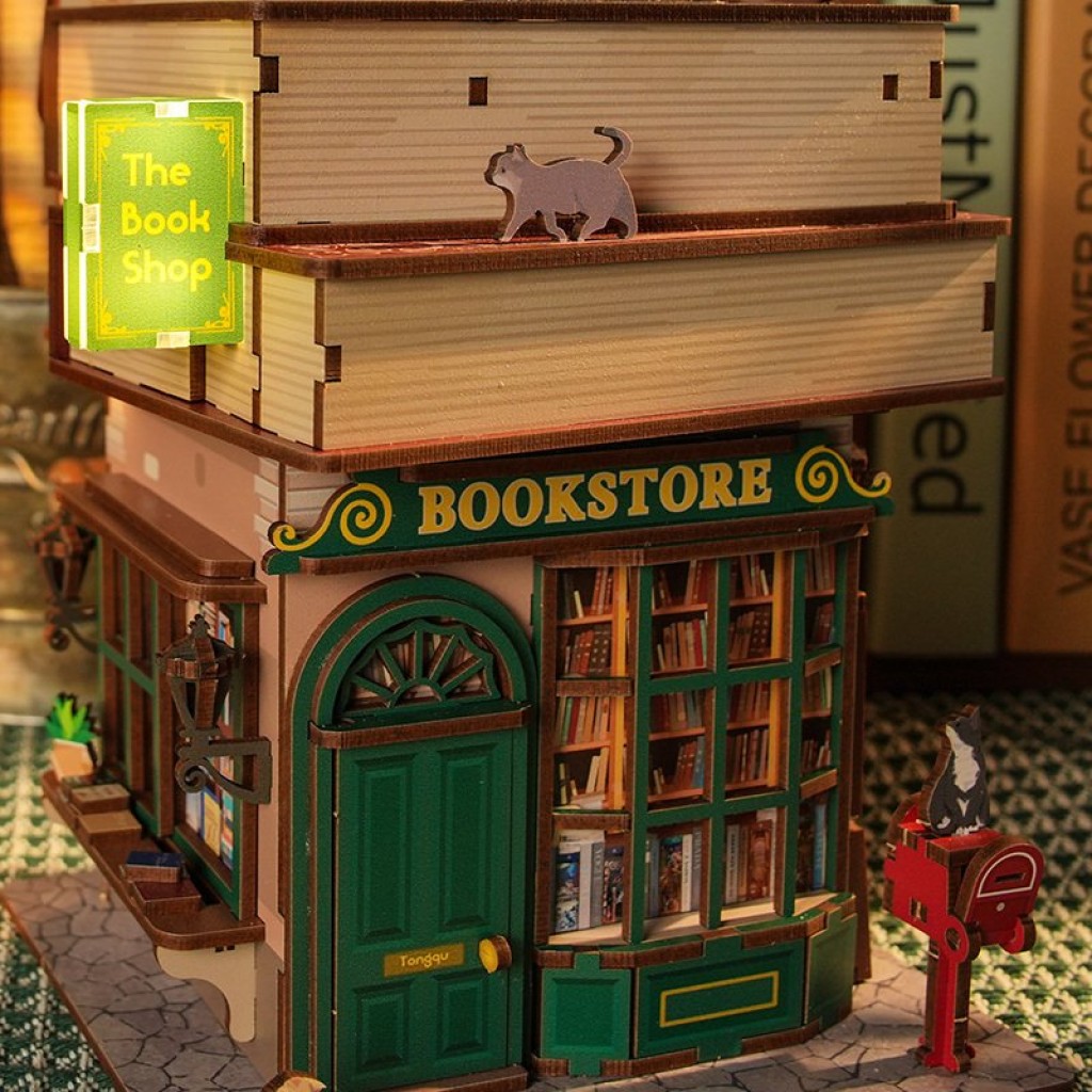 Tonecheer, DIY 3D Houten Puzzel, Desk Bin, Time Bookstore, TQ187,15x14x24cm