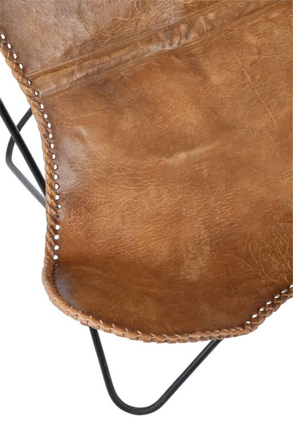 J-Line Lounge chair - leather/metal - cognac