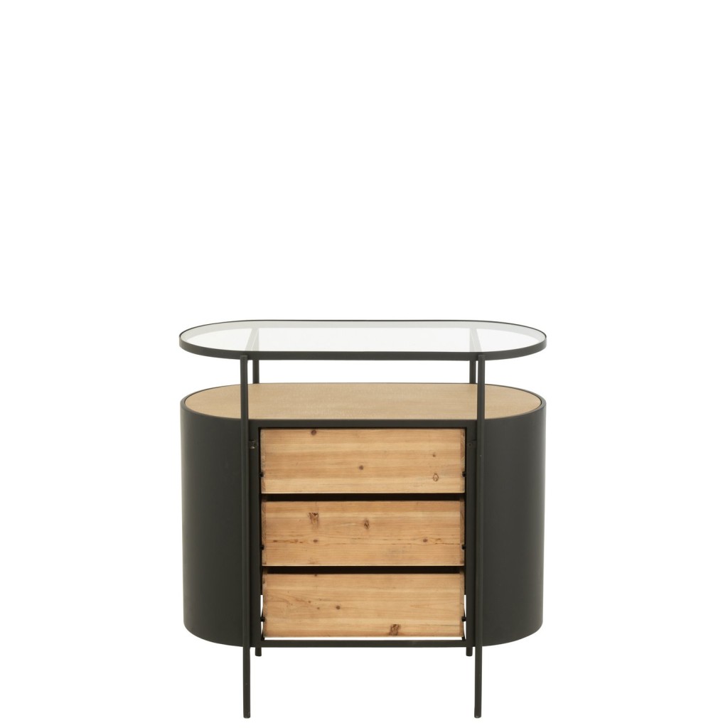 J-Line Kast Avy Ijzer Naturel/Zwart