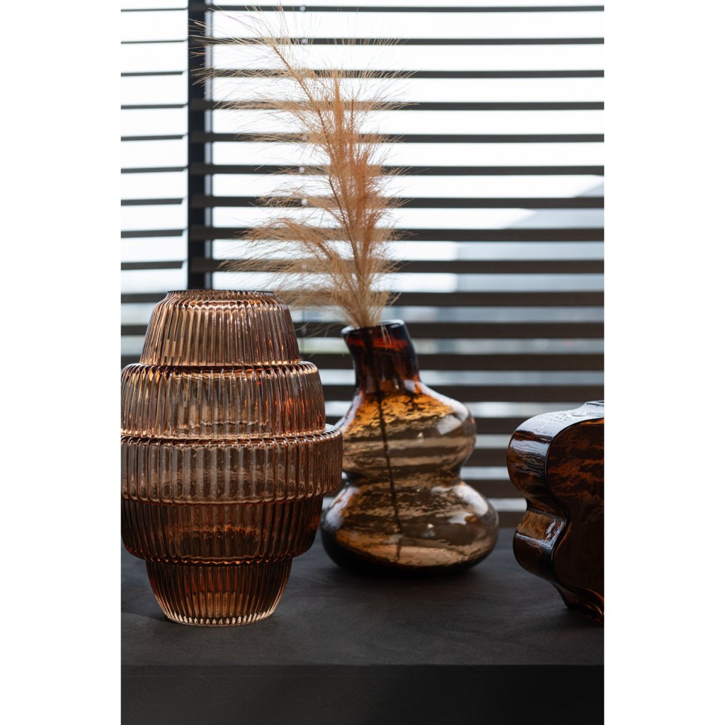 J-Line vaas Max - glas - bruin - large - 30 cm hoog