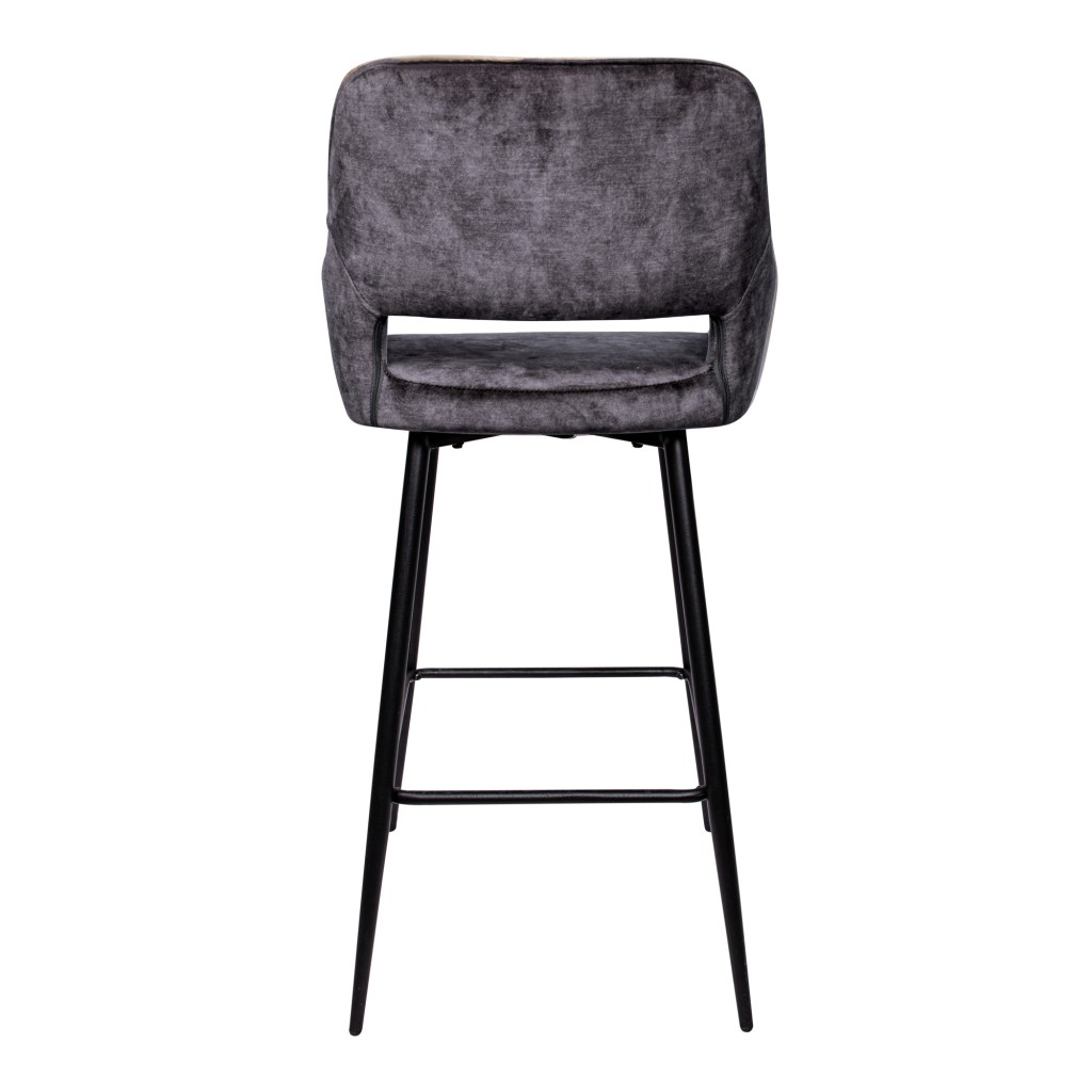 Fallon Velvet Anthracite Bar Stool Black Metal Leg