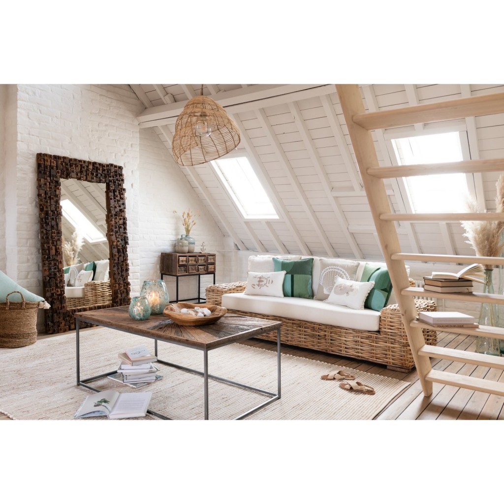 J-Line spiegel Syma - hout/glas - naturel - large - 100 x 180 cm