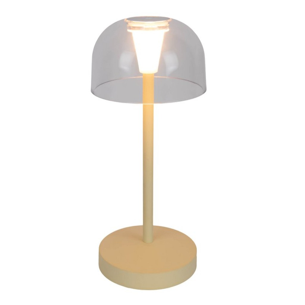 2-er Set LED battery table lamp "Gomba" for outside and inside, made of metal and plastic in yellow, 18.5 cm high
