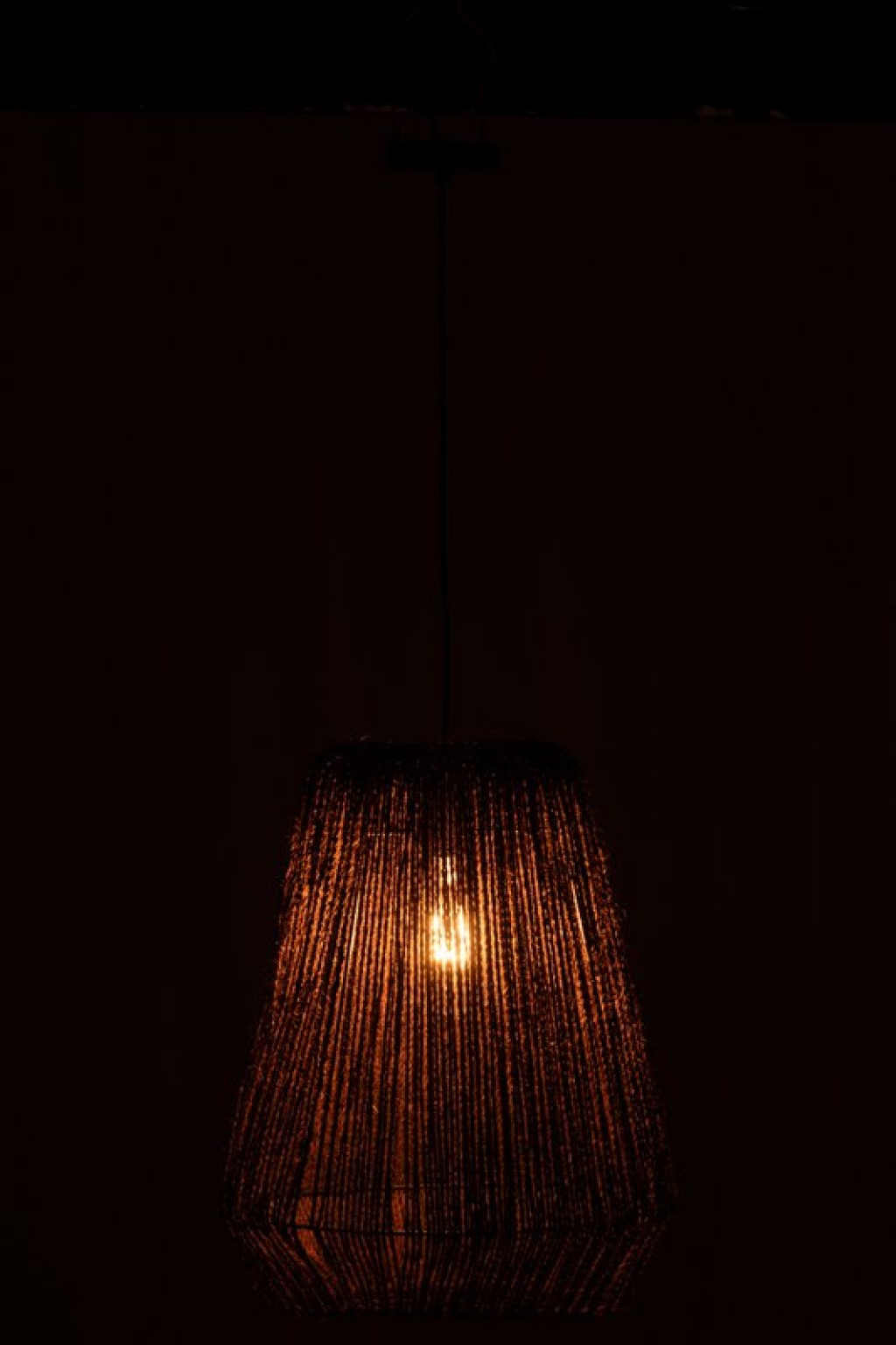 J-Line Hanging Lamp Braid Metal/Palm Black Large