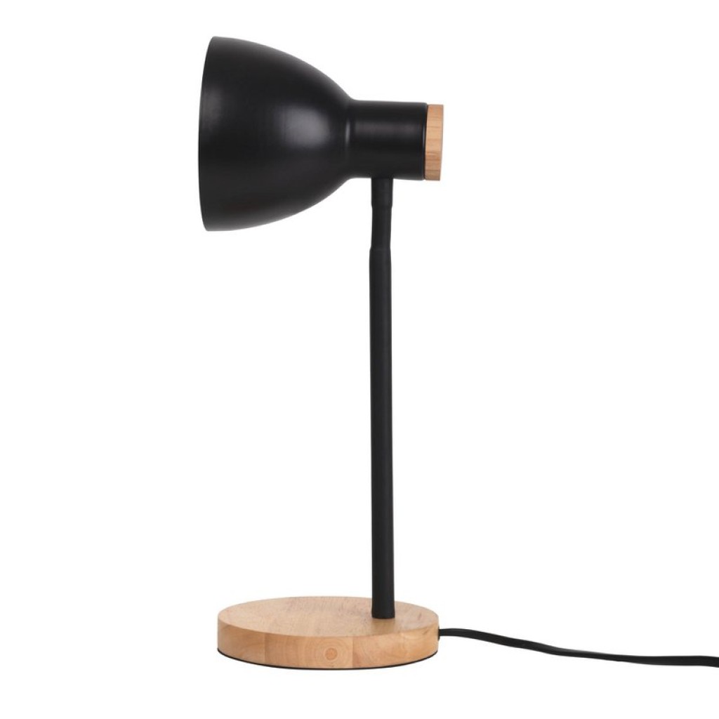 "Marie" desk lamp made of metal and wood, E14, black, 36.5 cm high