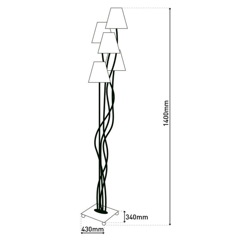 Textile standing lamp 4-flame "boho", floor lamp in beige/brown, with E14 socket, for dining room, living room, hallway or office, 138 cm high