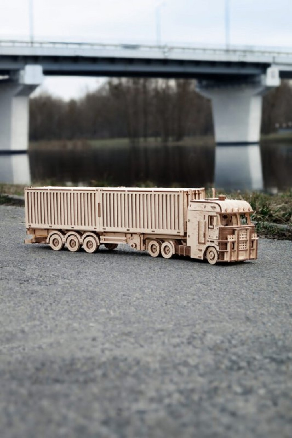 3D Houten Puzzel Container-Semitrailer for Truck “Road King”, Eco Wood Art, 3724, 52,3x10,8x16,9cm