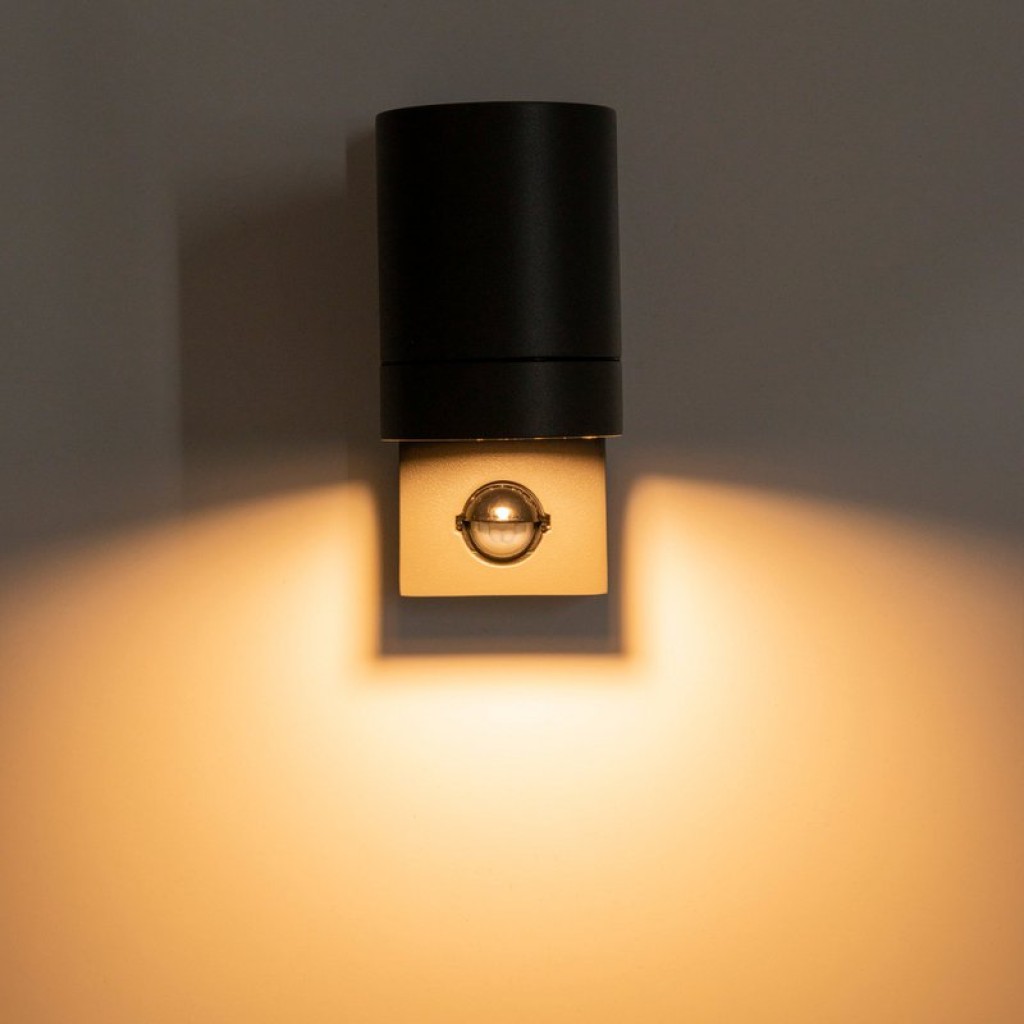 Outside wall lamp "Romb" with motion detector, anthracite -colored aluminum, timer, changeable lamp, 7 x 12.5 x 16.4 cm