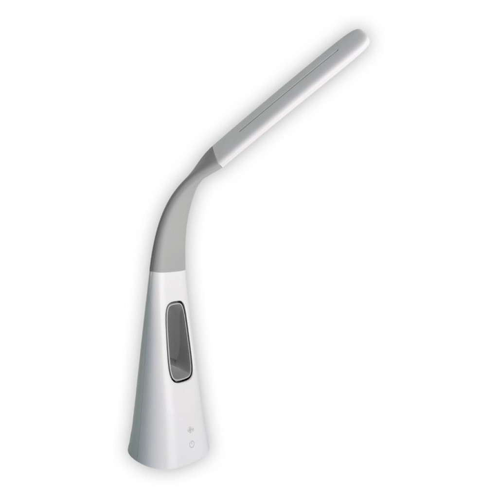 LED table light "Ventu" with fan, with touch, dimmable, made of white plastic, firmly built-in LEDs, 40 cm high