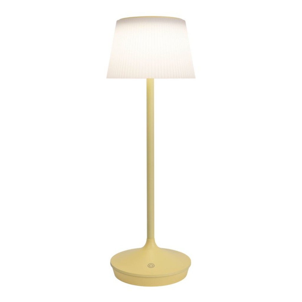 Solar battery lamp "Emmi" 38 cm high, umbrella Ø 13 cm, metal in yellow and white plastic, for the outdoor area, dimmable CCT.