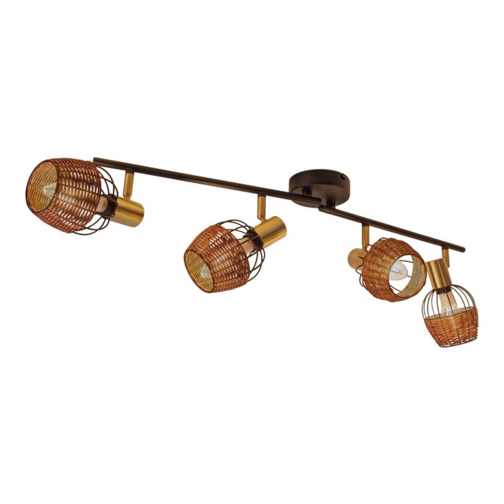 4 ceiling lamp "Corbis", metal spot in black, and gold, with E14 socket, for dining room, living room, hallway or office, ceiling lamp inside, 78 cm long