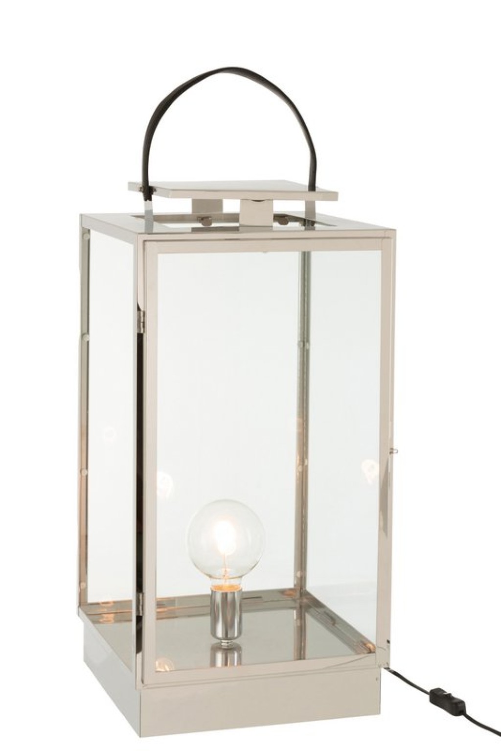 J-Line lantern Lamp - metal/glass - silver