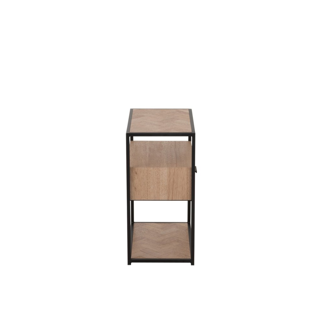 J-Line bijzettafel Zigzag 1 Lade - hout/metaal - naturel/zwart