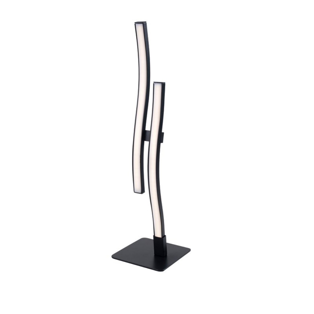 LED Tischleuchte "Onda", Tischlampe aus Metall und Kunststoff in Schwarz,, mit fest verbauten LEDs, Beleuchtung für Wohnzimmer, Büro oder Nachttisch 44 cm hoch