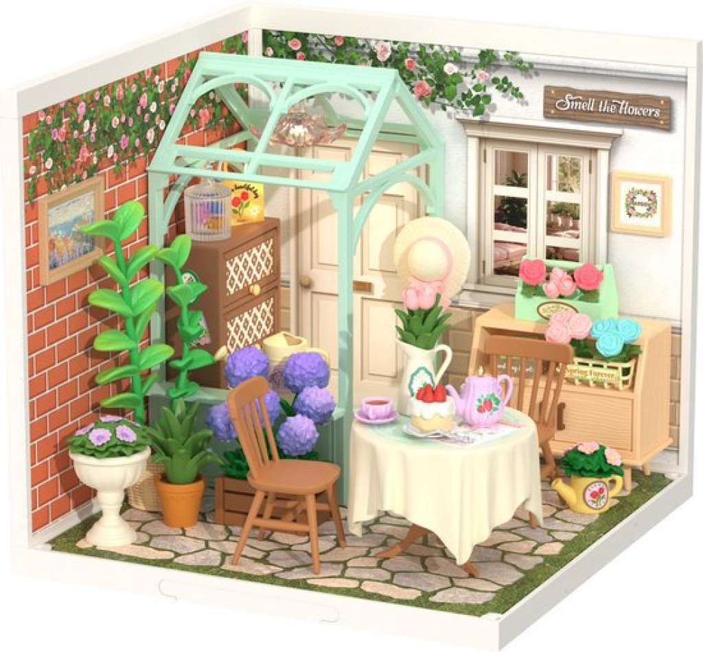 DIY Huisje Super Creator Blooming Tea Garden, Robotime, DW013B, 16,3x16,3x15,2cm