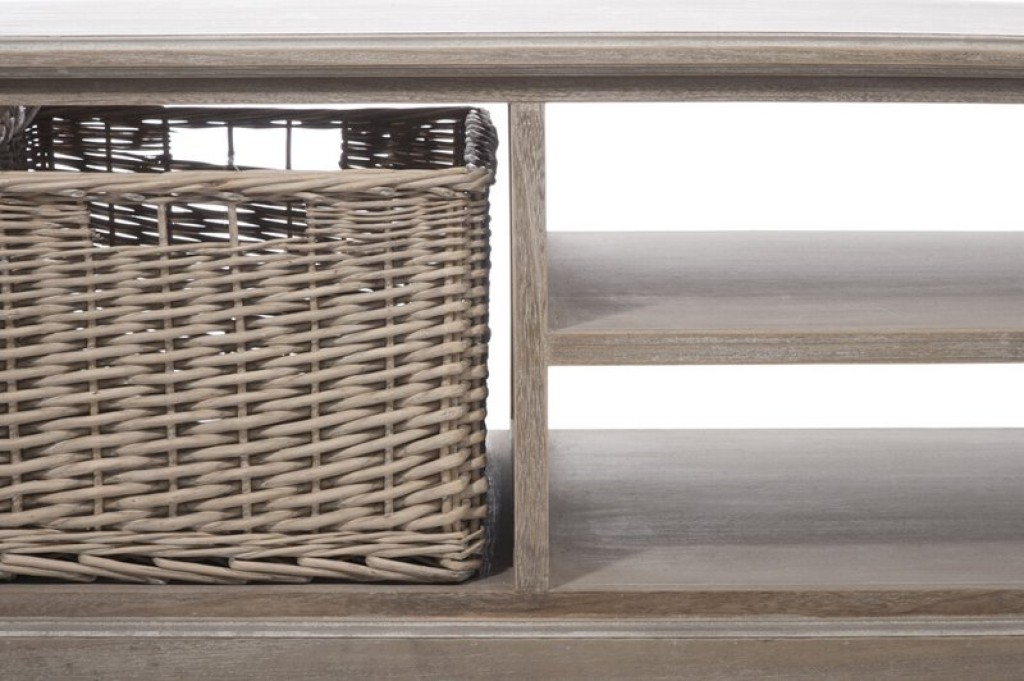 J -Line Coffee Table Rectangle - 2 sliders and 1 basket - Wood - Gray