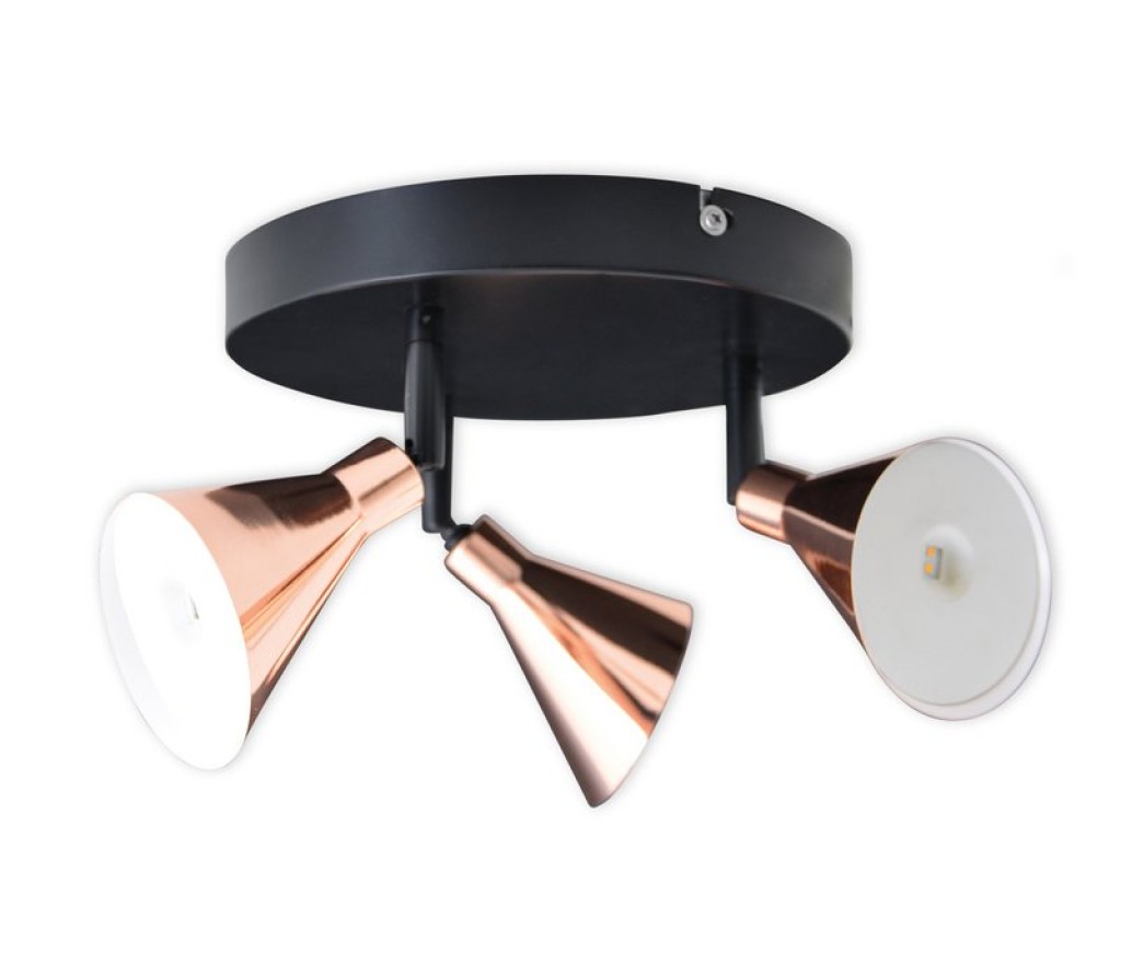 3 LED wall u. "Copper" ceiling spotlight d:38cm