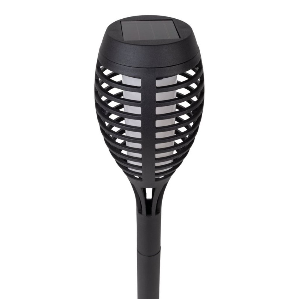 3 Set LED earth spit "torch" 58 cm made of gray plastic, with integrated LED, solar light for outside