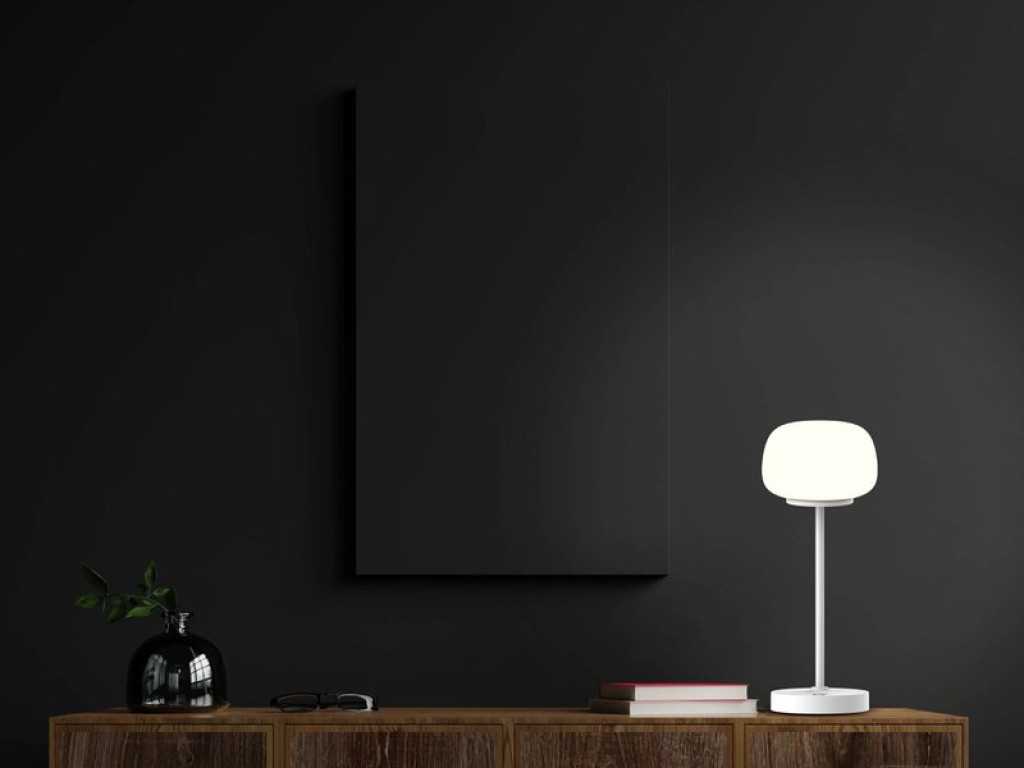 LED battery/ table lamp "Pina" 30 cm high, made of metal (white) and glass (white), integrated LEDs, warm white