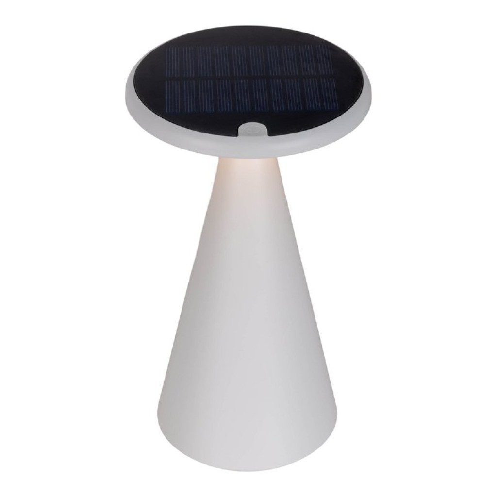 Solar battery table lamp "Palu" for outside and inside, made of plastic in white, 20 cm high