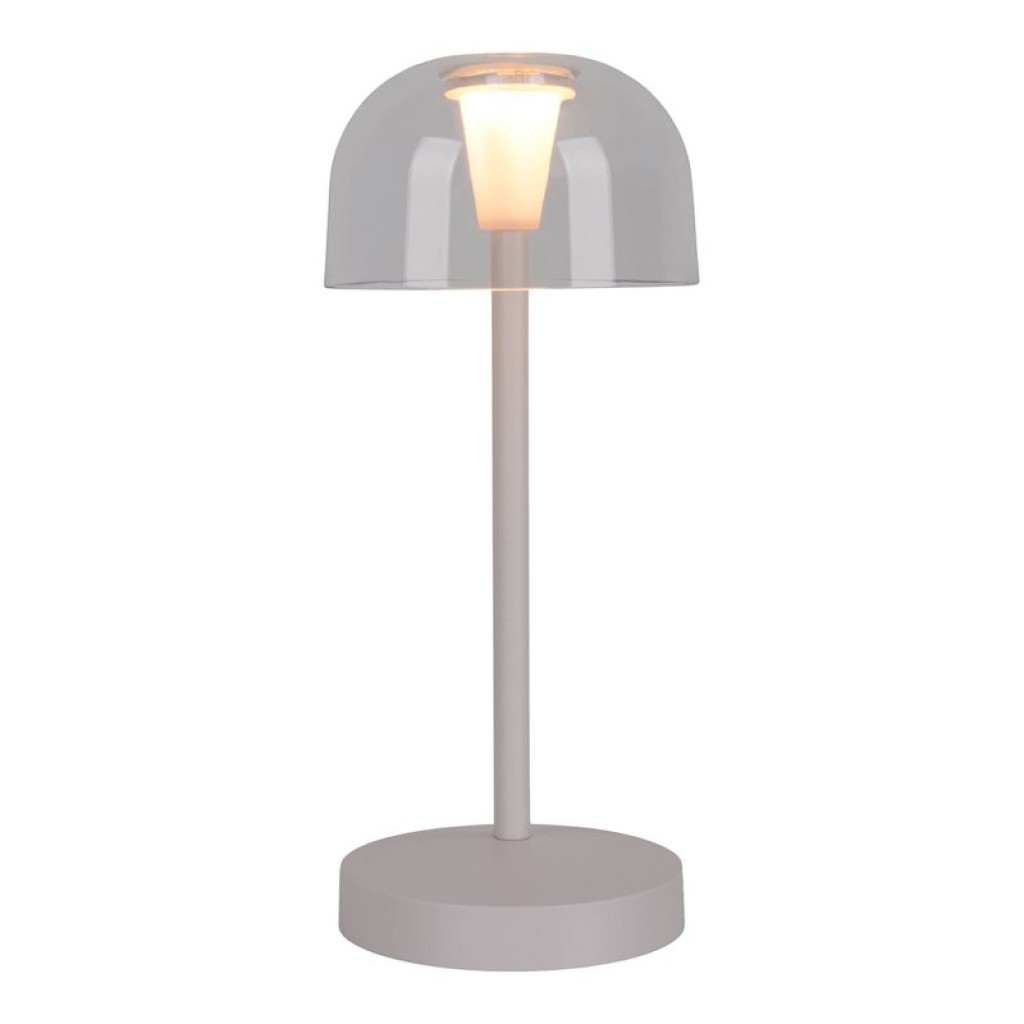 2 Set LED battery table light "Gomba" for outside and inside, made of metal and plastic in white, 18.5 cm high