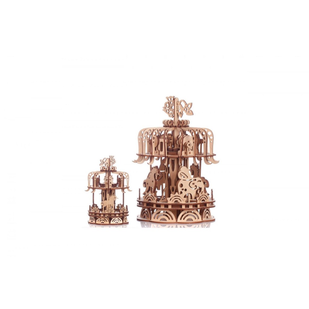 Mr. Playwood 3D Houten Puzzel Carousel klein, 10404, 12,5x12,5x17,5cm.