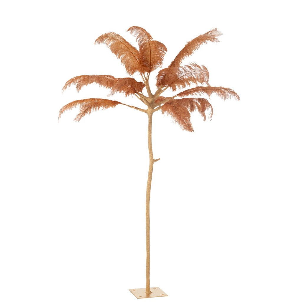 J-Line decoratie Boom pluimen - metaal - goud/oker - large