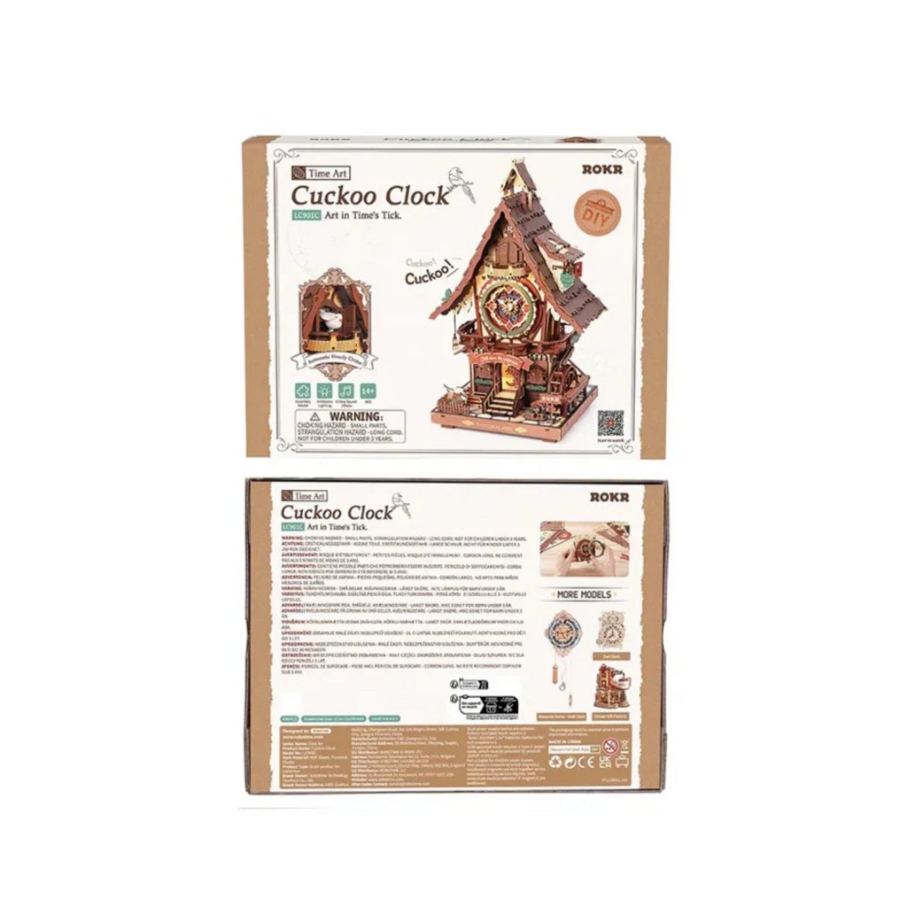 Robotime, 3D Houten Puzzel, Cuckoo Clock, LC901C, 21x17x34 cm