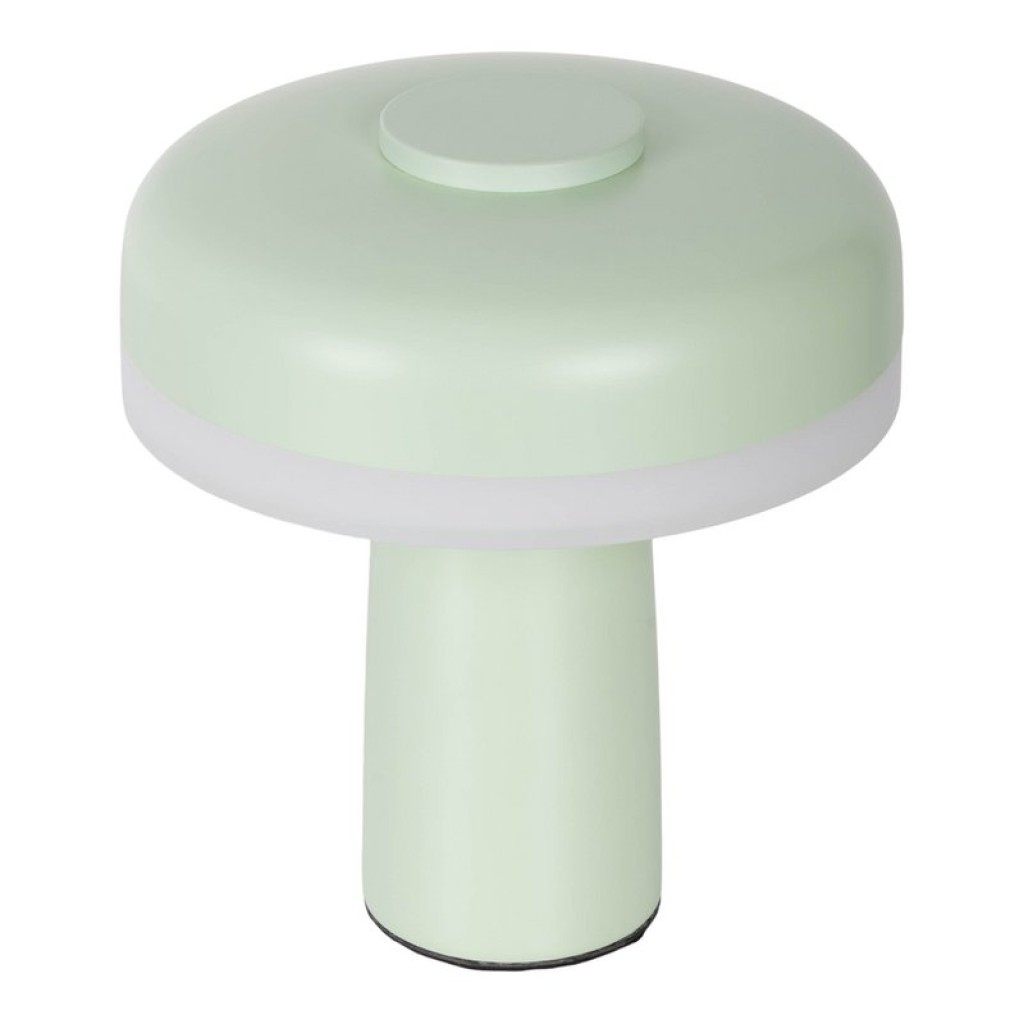 Cordless table light "Pilu", 16.5 cm high, above Ø of 15 cm, metal in MINT, white plastic, integrated LEDs, 280 lumens, dimmable by touch sensor, warm white