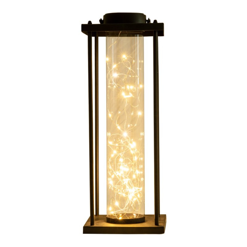 LED solar light "Fairylight" for terrace and balcony, made of black metal and glass, firmly built -in LEDs, decoration lamp for outside 51.5 cm high
