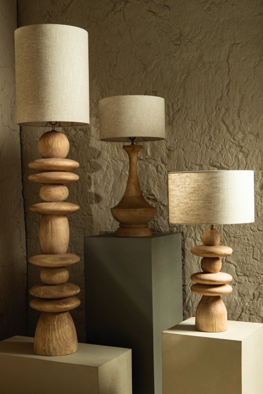 Ahid Natural Mango Wood Classic Table Lamp Round