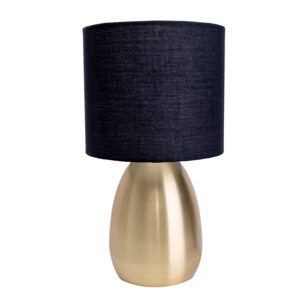 Tischleuchte "AURUM" 33 cm hoch in Gold/schwarz, aus Metall und Textil, mit E14-Fassung, Beleuchtung für Esszimmer, Wohnzimmer, Diele oder Büro