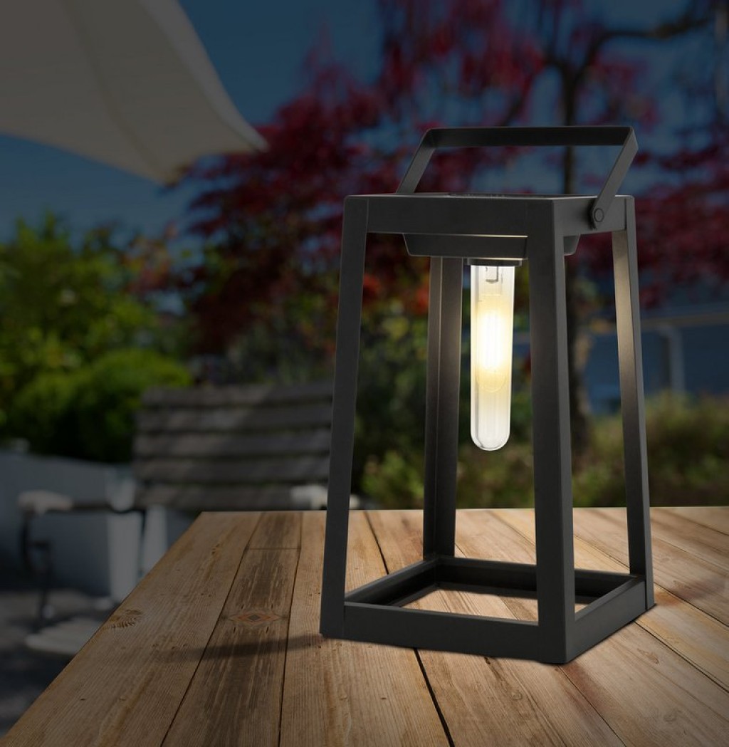 LED decorative lamp, for outside, decoration metal and plastic in black, with integrated LED