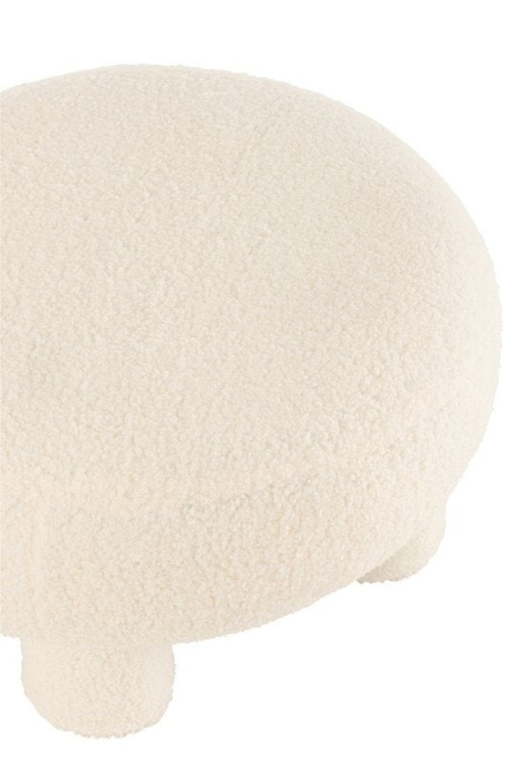 J-Line Stool Round Teddy Feet Bouclé White