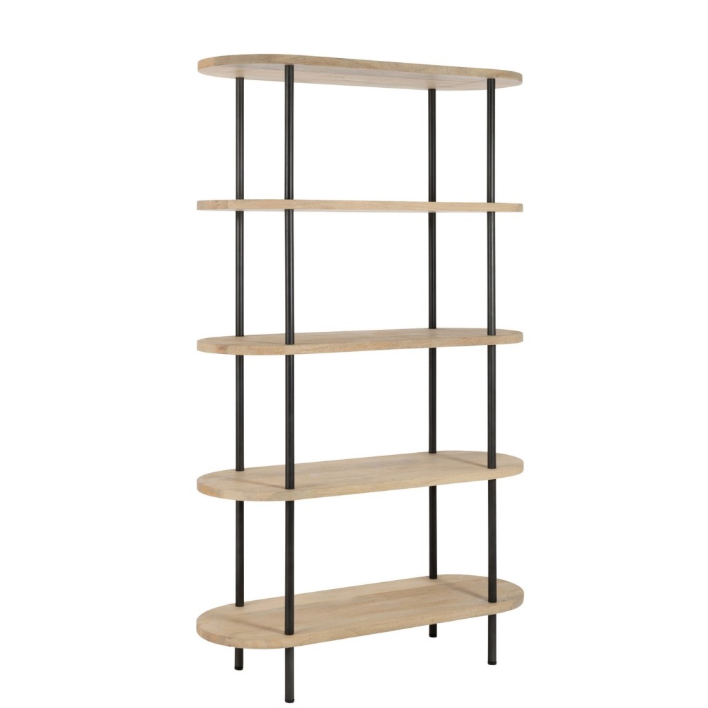 J-Line Rek Eli 5Planken Mango Hout/Staal Naturel/Grijs